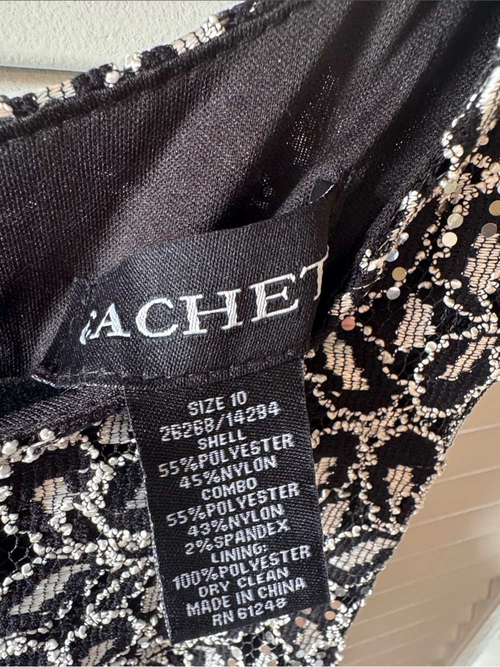 Cachet Black and White Lace-Top Midi Dress with Waist Sash - Picture 7 of 7